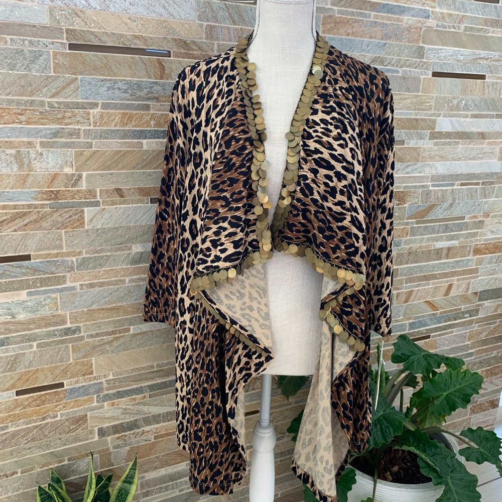 REEM ACRA BRIDAL LEOPARD CARDIGAN XL NWT